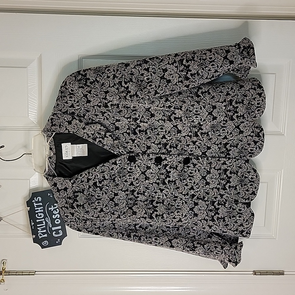 Koret Dress Jacket Black White 10 Damask Floral